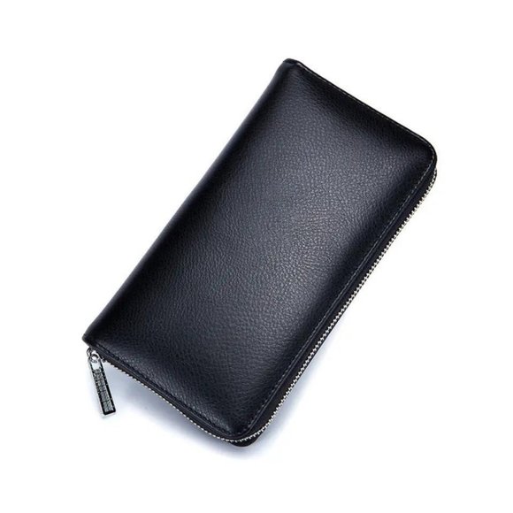 SPRING SPECIAL***UNISEX wallet / Split leather / BLACK / RFID protection - Picture 2 of 12